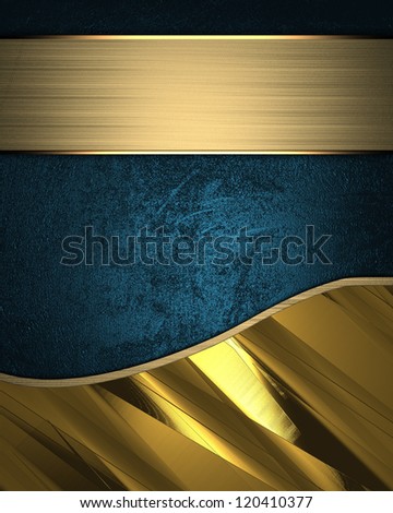 Template for writing. Blue and gold background separated golden line