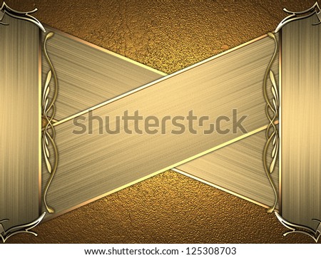 Design template - Gold rich texture with golden edges and gold trim. Intersected gold plates