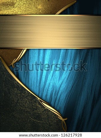 Design template - Blue grunge texture with golden edges with black and gold trim
