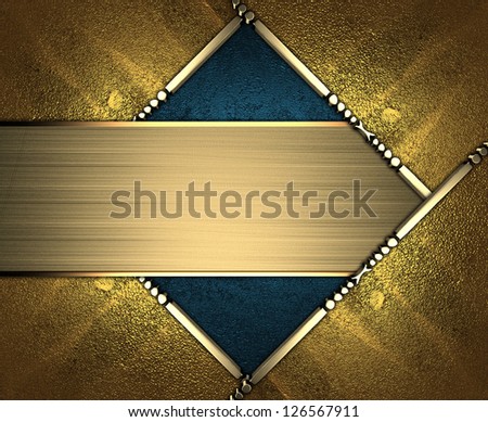 Design template - Blue rich texture, with gold corners and gold trim. Gold nameplate