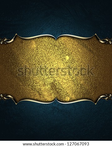 Design template - Blue texture with a beautiful plaque with gold pattern