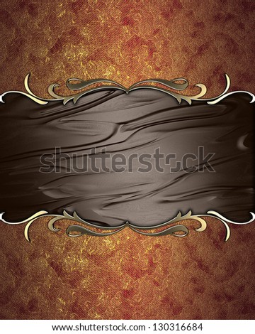 Design template - Abstract red-gold texture with brown plate with gold ornament edge