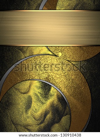 The template for the inscription. Abstract gold background with gold pattern and plate