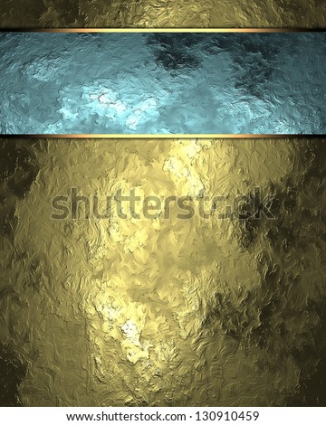 Abstract blue background with gold plate for writing
