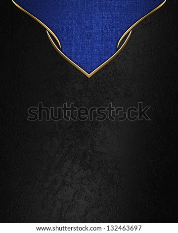 Black texture with blue triangle and gold trim. Template for design