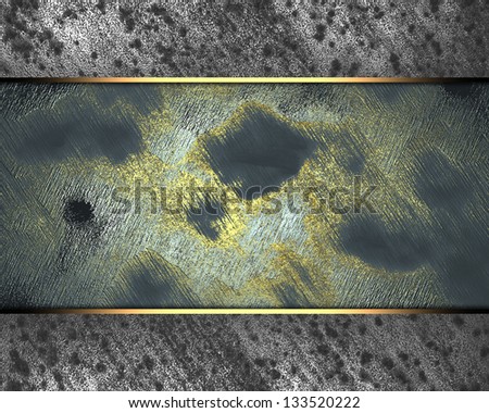 Blue background with elements of gold, with an old metal on edge. Template for writing