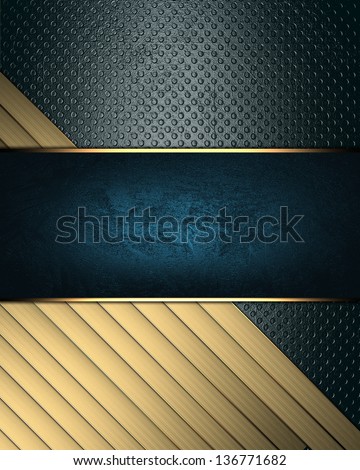 Grunge blue background with gold ribbons and blue nameplate. Template design. Template for writing text. Template website