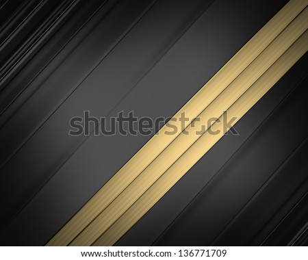 Elegant black background with gold ribbons. Template design. Template for writing text. Template website