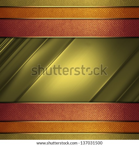 Template for design. Gold background with red stripes on edges. A vintage poster. Design for website