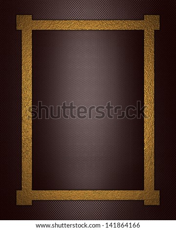 Brown background with gold frame. Design for template. Design for website