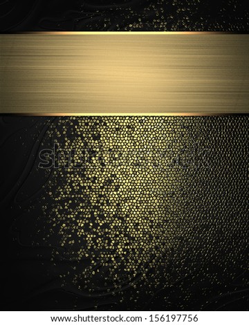 Abstract black background with gold scuffed and gold ribbon