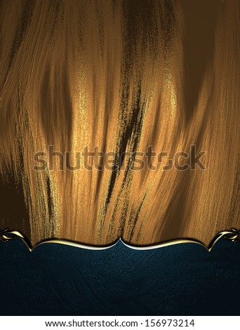 Yellow abstract background with blue and gold trim edge. Design template.