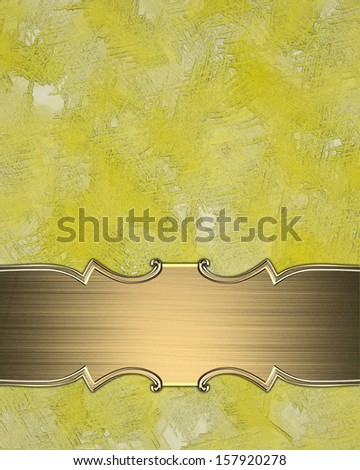 Yellow texture with gold sign and gold trim. Design template