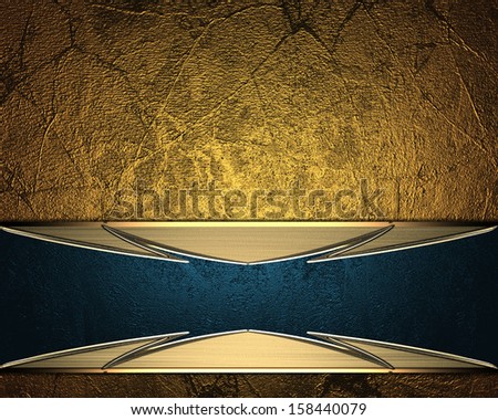 Gold background with a blue stripe with gold trim. Design element. Template for website