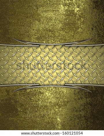 Design template. Grunge gold background with a sign with gold trim