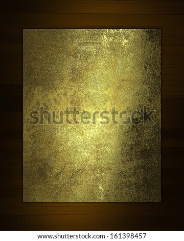 Brown abstract background with old gold plate. Design template