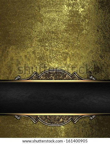 Gold rich texture with black ribbon and gold pattern on the edges