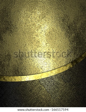 Grunge gold background with black edge and gold ribbon. Design template