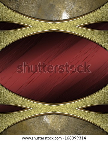 Red abstract background with golden lines. Design template