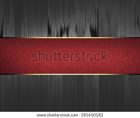 brushed metal texture with red ribbon. Design template. Design site