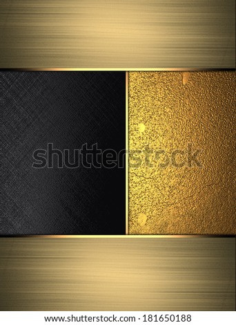 Gold and black texture with gold edges. Design template. Design site