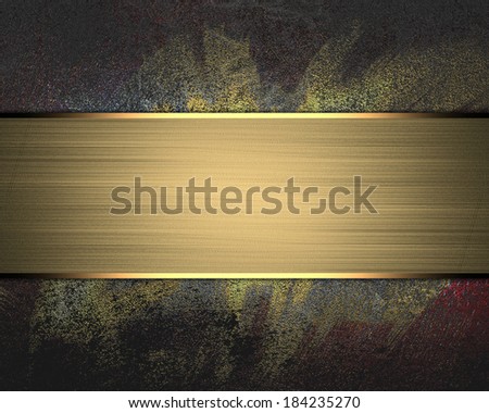 Grunge color texture, blue and red color, old scratched surface with gold ribbon