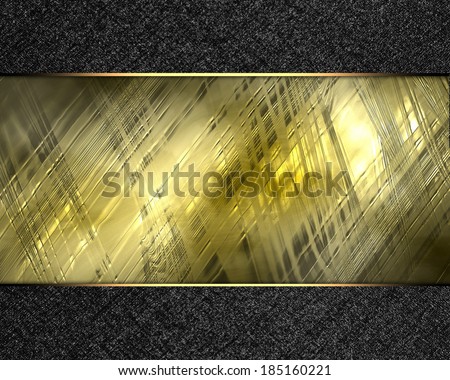 Scratched Gold background  with black edges. Design template. Template for site