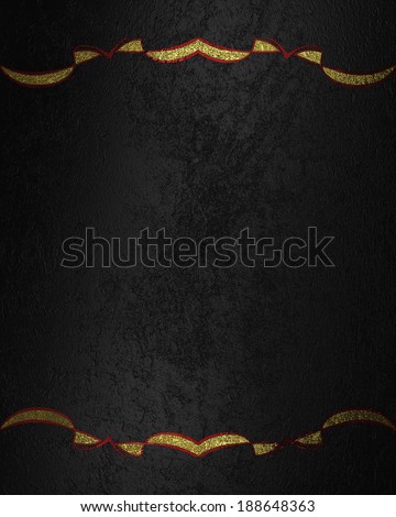 Grunge black background with a gold frame. Template for design. Template