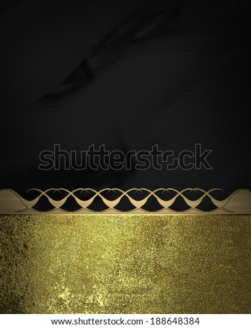 Black background with old gold edge and gold trim. Design template. Design for site