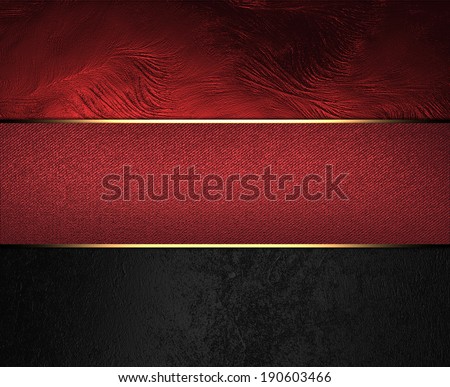 Black and red background with red nameplate with gold trim. Design template. Design site