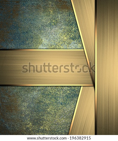 Abstract grunge gold blue texture with gold ribbons. Design template. Design for site