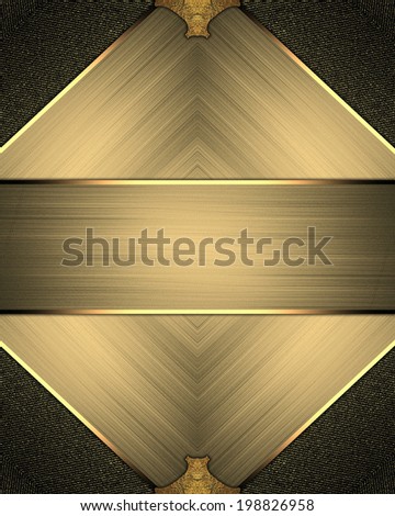 Gold plate with dark corners with gold ribbon. Design template. Design site