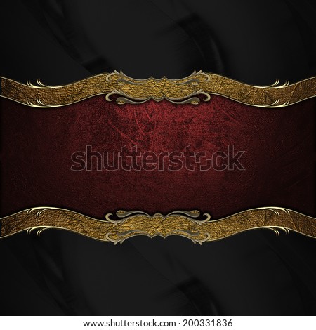 Black background with a red sign with gold trim. Design template. Design site