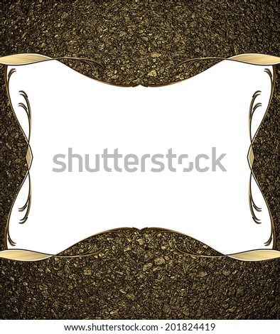 Abstract background of golden sand with a white cutout with gold border. Design template. Design site