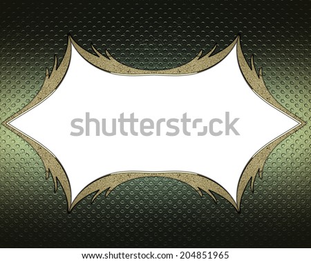 Abstract green background with frame from gold edges. Design template. Design site
