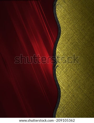 Red and gold background separated by black trim. Design template. Design site