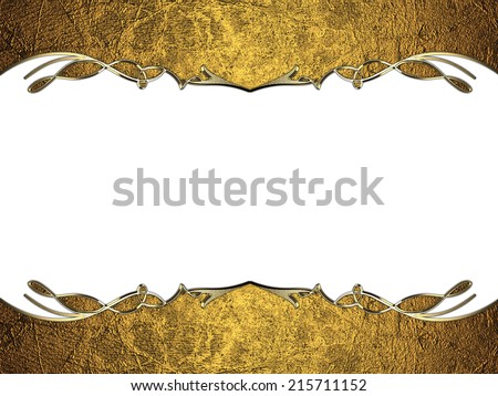 Gold frame with gold edges and a pattern on a white background. Design template. Design for site