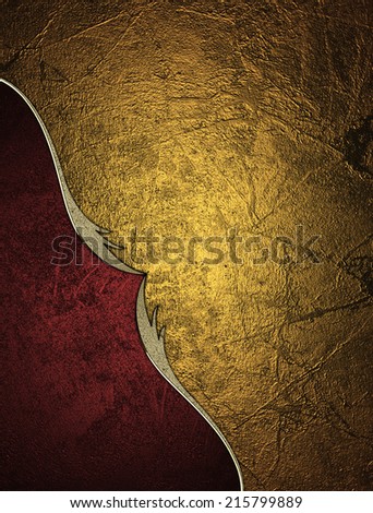 Grunge gold background with red corner with gold trim. Design template. Design for site