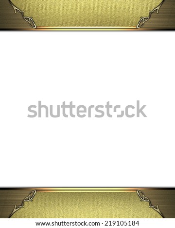 Gold edges (frame) isolated white background. Gold frame. Design template. Design site