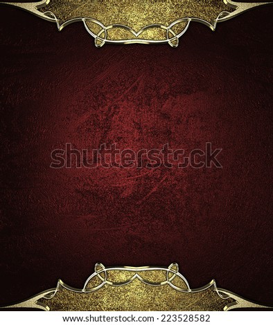 Red background with gold vintage edges. Design template. Design site