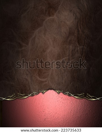 Abstract brown background with gold ornament and gold pink on edge. Design template. Design site