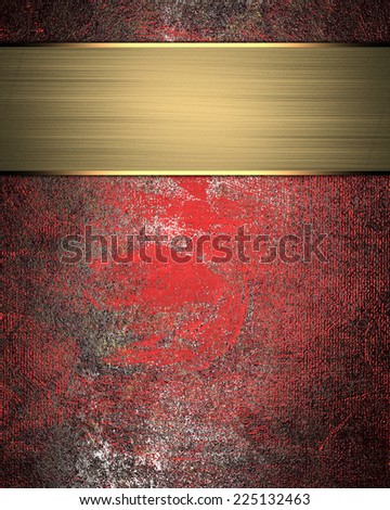 grunge red wall with gold nameplate. Design template Design site