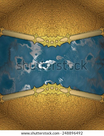 Abstract blue background with a gold frame
