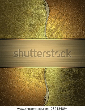Abstract gold background with gold pattern and plate. Design template