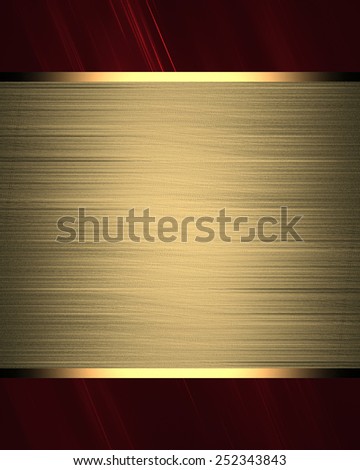 Red texture with gold plate. Design template. Design for site