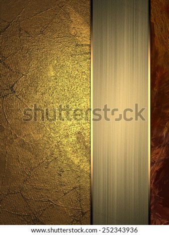 Grunge gold background with gold ribbon. Design template