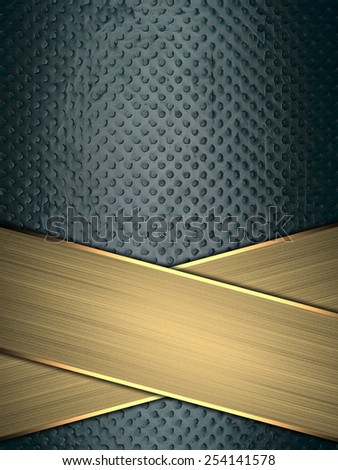 Grunge blue background with gold stripe. Template for design. Template for the site