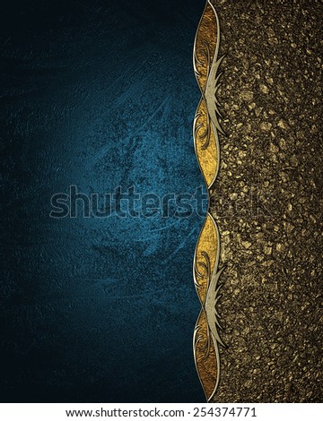 Blue texture with gold trim and gold edge. Design template. Design for site