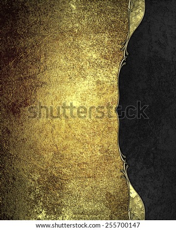 Grunge metal texture gold with black  edge. Template design for text. Template for site