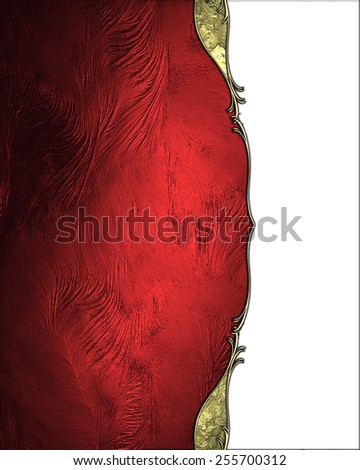 Abstract red texture with gold edge on a white background. Template for design. Template for site